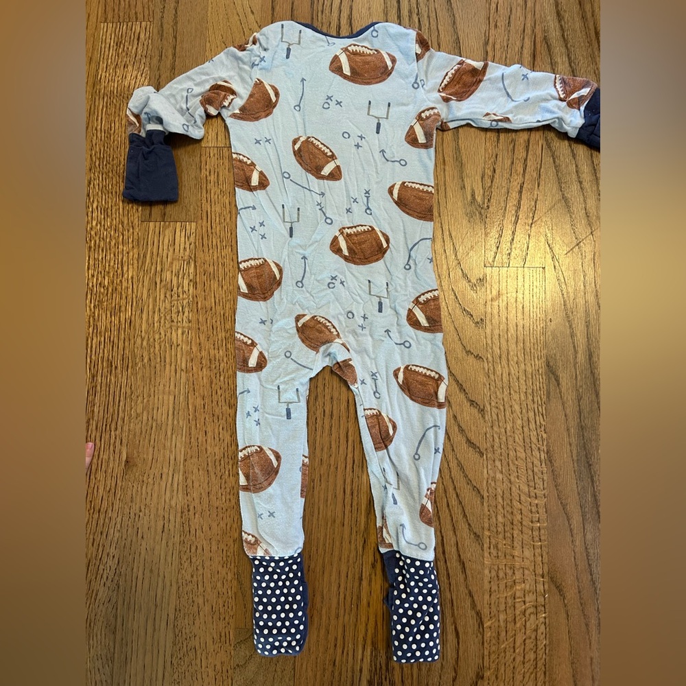 Angel Dear football print bamboo footie pajamas - Picture 4 of 5